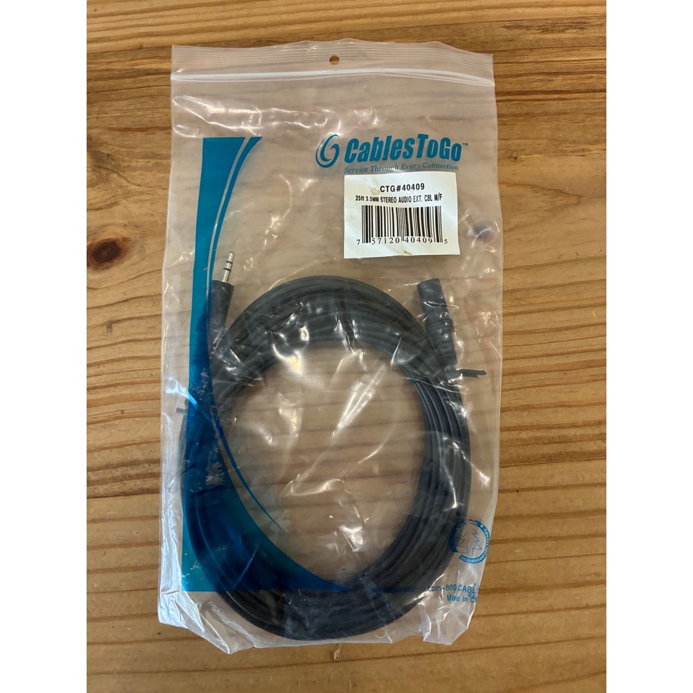 CablesToGo 25ft 3.5mm Stereo Audio Extension Cable MF Black CTG 40409